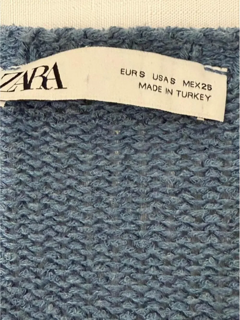 Zara Women's V-Neck Knit Sweater Blue Oversized Soft Pullover Women's Size Small